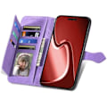Miniatyrbillede 2 af 5: Etuier til iPhone 16 Pro Max Pung Etui til Kvinder med Kortlomme Præget Blomst Lynlås Pung PU Læder Flip Cover w