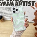 Miniatyrbilde 3 av 4: Kompatibel med iPhone 16 Pro Max Telefonveske, Søt Kunst Bølgemalt for Kvinner Jenter