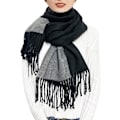 Miniatyrbilde 1 av 5: (NIOR+GRÅ) Dame Kasjmirskjerf Vinter Reversibel Pashmina