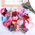Miniatyrbilde 3 av 5: 36 stk. hårstrikk Scrunchies Hårstrikk Hestehale Forskjellige stiler Flerfarget glitter for små jenter Ki