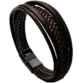 Miniatyrbild 3 av 5: Läderarmband för män med magnetiskt spänne, flätat i flera lager