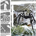 Miniatyrbilde 2 av 4: Edderkoppnett 500cm, gigantisk edderkopp 125cm, 20 små edderkopper, 40g edderkoppnett - Halloween-dekorasjon Triang