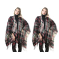 Miniatyrbild 1 av 5: （P26）2 st kvinnliga halsdukar vinter lång mjuk varm tartan check wraps ull spinning tofs sjal stulen