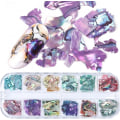 Miniatyrbild 2 av 5: Abalone skalfragment för nagelkonst (stil 1), flerfärgade oregelbundna snäckskalfragment