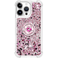 Miniatyrbild 2 av 5: Fodral för iPhone 16 Pro MAX med Diamant Ringstativ, Glittrande Flytande Quicksand Stötskydd Droppsäker Lyx