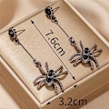 Miniatyrbillede 2 af 5: 2 par Unikke Retro Sorte Edderkoppe Sommerfugl Kranie Hængende Øreringe Chic Mode Personlighed Trend Halloween Lange Øreringe