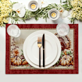Miniatyrbillede 2 af 5: Thanksgiving Bordplader 12x18 Tommer Efterårs Høst Tyrkiet Efterår Græskar Solsikker Majs Bordplade Skridsikker Varmebestandig T