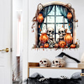 Miniatyrbillede 5 af 5: Halloween Kranie Græskar Selvklæbende Vægklistermærke