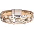 Miniatyrbillede 1 af 5: 1 stk Leopard Armbånd til Kvinder, Boho Læder Wrap Multi-Layer Perle Krystal Armbånd Bangles Smykker