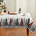 Miniatyrbillede 1 af 5: Juleduge 137*274cm, Juletræ Buffalo Plaid Sort Vaskbar Dug til Fest Picnic Middag Dekoration