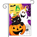 Pikkukuva 1 / 5: 1 kpl Halloween Boo Puutarhalippu Pysty Kaksoispuolinen Haamu Koti Koriste, Kurpitsa Kurpitsa Värikäs Söpö Loma