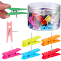 Miniatyrbillede 1 af 5: 50 Multifarvede Push Pins Sæt med Træclips, Holdbar Træ