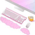 Miniatyrbillede 1 af 5: Ergonomiske skridsikre håndledsstøtter til tastatur og mus fra Pieces, Håndledsstøtter i memoryskum til kontor og hjem, Pink