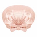 Miniatyrbilde 2 av 6: 1 stk ensfarget polyester oversized dusjhette, sløyfe dobbeltlags gjenbrukbar dusjhette, Pink