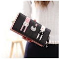 Miniatyrbild 1 av 5: Mini Falskt Läder Bifold Söt 3 Katter Blixtlås Clutch Väska Underbar Lång Söt Katt Plånbok Handväska för Black