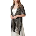 Miniatyrbillede 3 af 4: Dame Tassel Sjal til Aften, Fest, Bryllup med Trykknapper Black