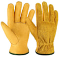 Miniatyrbilde 1 av 5: Lær hansker for arbeid, hagearbeid, torneresistente, hagebygging, tunge verktøy, grep M