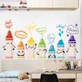 Miniatyrbillede 1 af 5: Kridtfarve Vægmærker til Børneværelser - Tegneserie Vægmærker til Babyværelse Garderobeskab Dør Dekoration DIY Mural Mærker Co