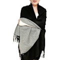 Miniatyrbilde 3 av 5: (NIOR+GRÅ) Dame Kasjmirskjerf Vinter Reversibel Pashmina