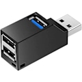 Miniatyrbilde 1 av 5: (Svart) 3-porters USB 3.0-hub (2 USB 2.0 + USB 3.0), bærbar adapter, USB-dokkingstasjon, datakonsentrat
