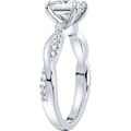 Miniatyrbilde 4 av 5: Forlovelsesring / Løftering i Sterling Sølv med 4-klør Petite Twisted Vine 1CT Prinsesse-Slipset Ekte Moissanitt