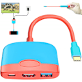 Miniatyrbild 1 av 6: Portabel Switch-docka med HDMI-adapter för Nintendo Switch, Resedocka 3-i-1 Switch Docki Red and Blue