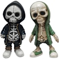 Miniatyrbillede 4 af 5: 2 Statuer Seje Skelet Figurer Harpiks Kunsthåndværk Statue Skull Sculp