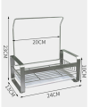 Miniatyrbillede 4 af 5: (Stor sort) Rustfrit vaskesvamp holder med håndklædeholder, aftageligt panel til opbevaring af opvaskemiddel