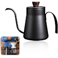 Miniatyrbild 1 av 5: (400ml Snabb Uppvärmning Matt Svart) Kaffe Gåshals Vattenkokare Lång Smal Pip Kann Rostfritt Stål Häll