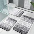 Miniatyrbild 1 av 3: 3-delars Badrumsmattor Set, Mjuka Absorberande Mikrofiber Badrumsmattor och U-formad Kontur Toalettmatta Set, Halkfri