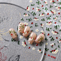 Miniatyrbild 3 av 5: 1 ark Vita Blommor Nagelstickers för Nagelkonst Vårblommor Nagelkonst Stickers 5d Präglade Blommiga Nageldekaler Självhäftande Gröna Blad Nageldesigner