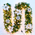 Miniatyrbillede 2 af 5: 2,7 cm Hvid Julekrans Jule Rattan Kunstig Blomst Vine Planter Indendørs Udendørs Haveport Hjem Dekorationer