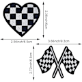 Miniatyrbillede 2 af 5: 8 STK. Ternede Racing Flag Patches, Hjerte Ternede Strygemærker, Sort Hvide Hjerter Broderede Jeans Patches Punk Sjovt Broderet Badge Strygemærke