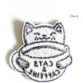 Miniatyrbild 4 av 4: Rolig Kaffe-Kattlapp, Katter & Koffein Broderad Stryk-På/Sy-På Lapp Applikation DIY Hantverk Tillbehör för Kläder Ja