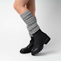 Miniatyrbilde 3 av 3: Grå 1 par kvinners myke benvarmere Vinter myk strikket heklet mønster Kvinners dansetights Ballet T
