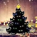 Miniatyrbillede 3 af 4: Sorte Katte Julepynt - Sorte Katteøjne Akryl Flad Pynt - Sød og Spooky Juletræspynt til Katteelskende