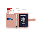 Miniatyrbillede 3 af 5: (Pink) Premium Læder Pas Cover Beskytter, Vandtæt RFID Blokering Rejse Tegnebog Pas Cov