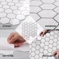 Miniatyrbillede 2 af 3: Selvklæbende Hexagon Hvid Fliser Tapet 30 x 30 cm St