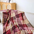 Miniatyrbillede 4 af 5: Chenillevævet tæppe, dobbeltsidet patchwork sengetæppe med frynser, boheme sengetæppe, 220x260cm