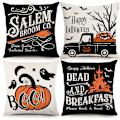 Miniatyrbilde 1 av 4: Set med 4 Halloween gresskar dekorative putetrekk (18*18 tommer) for stue, soverom, seng, sofa, Ca