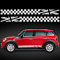 Miniatyrbillede 1 af 5: (Hvid) 1 par 18cm Racing Ternet Flag Side Stripe Stickers Gitter Grid Stripe Grafik Vandtæt