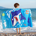 Miniatyrbild 1 av 5: 1 st Super Mjuk Haj Strandhandduk för Barn - 70 x 150 cm Badhanddukar för Pojkar Snabbtorkande Simhandduk Strandfilt Abso