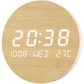 Miniatyrbild 1 av 3: LED Digital Väggklocka med Datum och Temperaturvisning, Tyst Träklocka för Sovrum, Kök, Kontor