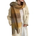 Miniatyrbild 1 av 4: Gul-Vinter Kvinna Varm Halsduk Lång Sjal Stora Scarves Kallt Väder Tjock Filt Scarves Färgglad Rutig