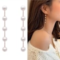 Miniatyrbilde 4 av 4: Perleøredobber for kvinner 14k gull perle dråpe dinglende øredobber hvite justerbare nette boho perle dusk øredobber statement bryllup brude øredobber som G