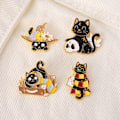 Miniatyrbild 3 av 5: Set med 4 Halloween söta svarta katt emalj pin brosch set tecknad magisk katt slag pin tillbehör för B