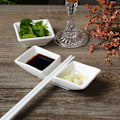 Miniatyrbillede 4 af 5: 8 stk. Keramiske bådformede spisepindestøtter med 2 rum til saucefad, Japansk fin porcelæn spisepinde ske gaffel