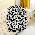 Miniatyrbillede 2 af 5: 130x150cm Ko-mønstret Flannel Fleece Tæppe til Sofa Soveværelse Stol Letvægts Dyreprint Sof