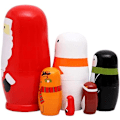 Miniatyrbild 2 av 4: 6 st vackra handgjorda trä-ryska babuschkadockor Jultomte Matryoshka dockor Present till jul och födelsedag