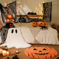 Miniatyrbillede 4 af 5: Halloween Spøgelses Badeværelsesmåtter, Ultra Blød Spøgelsesformet Bademåtte, Maskinvaskbar Hvid Badekar Stue Soveværelse Børn til